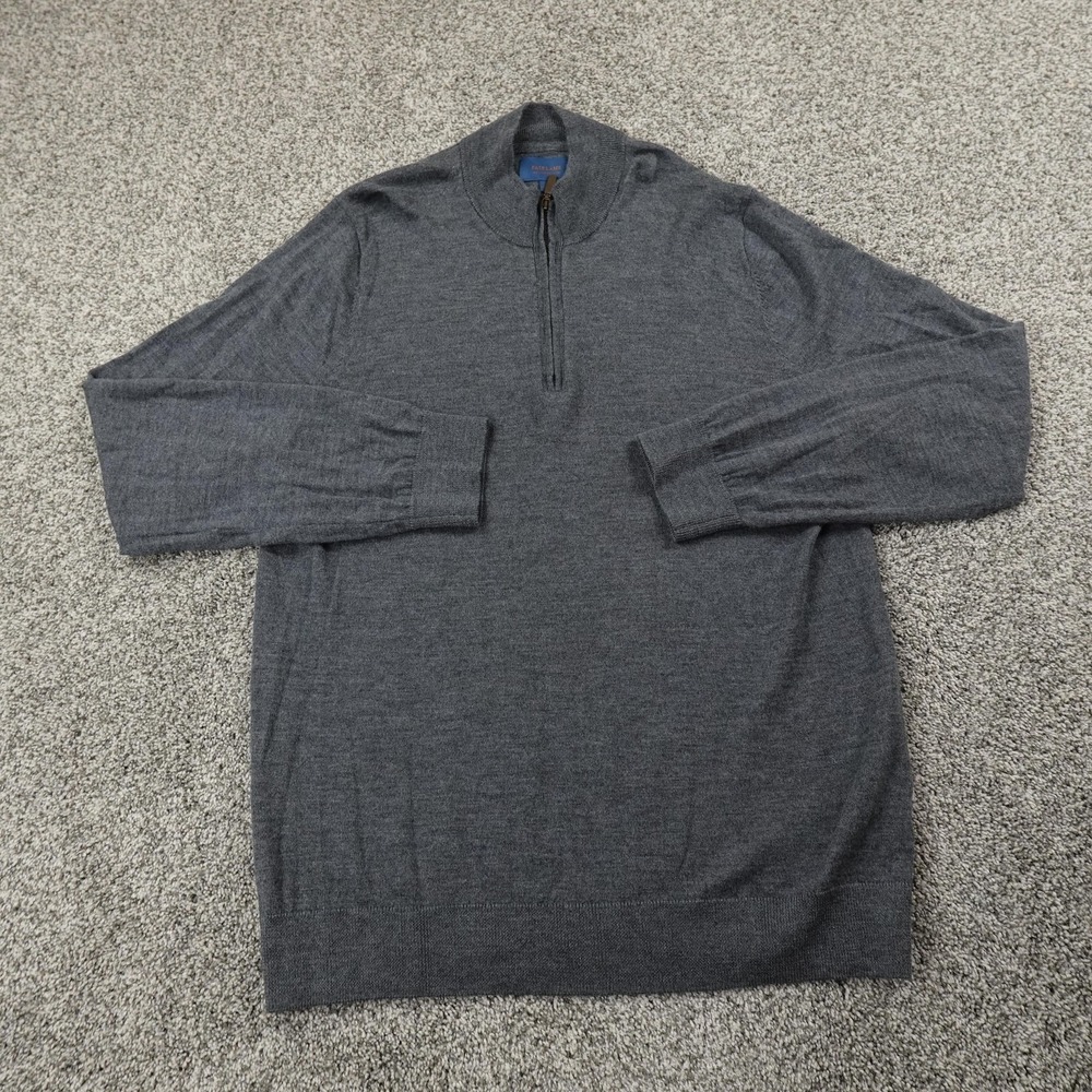 Fairlane Sweater Mens 2XL‎ Gray Merino Wool 1/4 Zip Mock Neck Pullover Cozy Soft